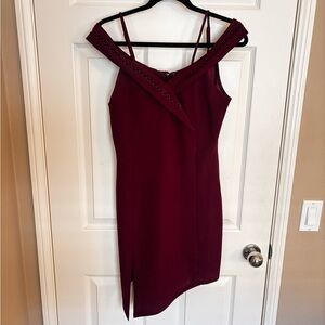 Elegant Burgundy Off-Shoulder Dress